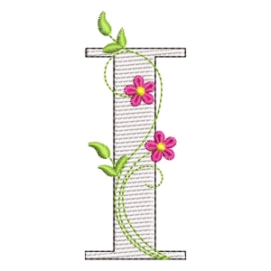 Floral Alphabet Letter I (Quick Stitch) Embroidery Design
