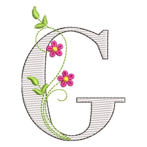 Floral Alphabet Letter G (Quick Stitch) Embroidery Design