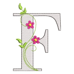 Floral Alphabet Letter F (Quick Stitch) Embroidery Design