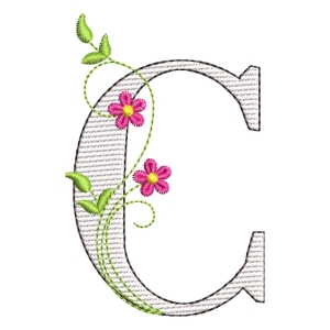 Floral Alphabet Letter C (Quick Stitch) Embroidery Design