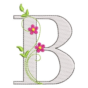 Matriz de bordado Alfabeto Floral B (Pontos Leves)
