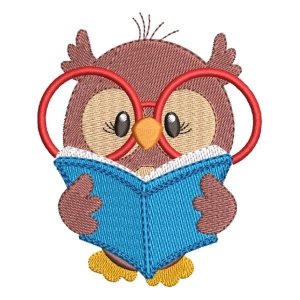 Owl Back to School Embroidery Design
