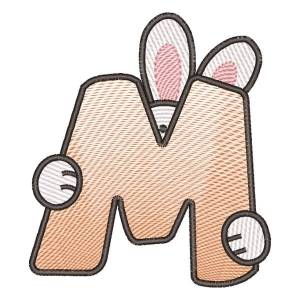 Alphabet Letter M with Bunny (Quick Stitch) Embroidery Design