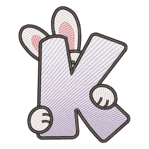 Alphabet Letter K with Bunny (Quick Stitch) Embroidery Design