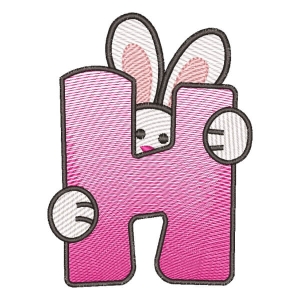 Alphabet Letter H with Bunny (Quick Stitch) Embroidery Design