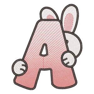 Alphabet Letter A with Bunny (Quick Stitch) Embroidery Design