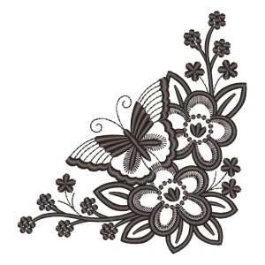 Matriz de bordado Borboleta com Floral (Pontos Leves)