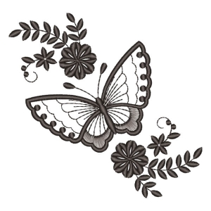 Butterfly with Flowers (Quick Stitch) Embroidery Design