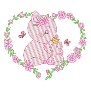 Pigs in Frame (Quick Stitch) Embroidery Design