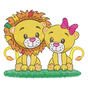 Couple of Lions (Pontos Leves) Embroidery Design