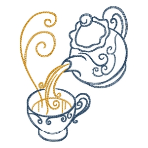 Cup and Teapot Embroidery Design