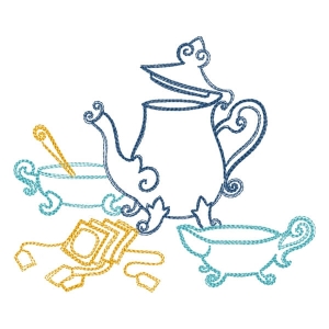 Cup and Teapot Embroidery Design