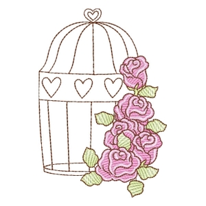 Cage and Flowers (Quick Stitch) Embroidery Design