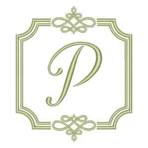Alphabet with Frame P Embroidery Design