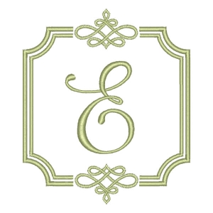 Alphabet with Frame E Embroidery Design