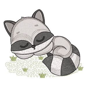 Sleeping Raccoon (Quick Stitch) Embroidery Design