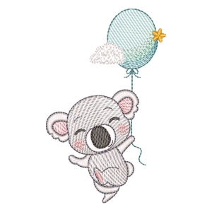 Koala with Balloon (Quick Stitch) Embroidery Design