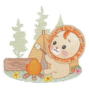 Lion Camping (Quick Stitch) Embroidery Design