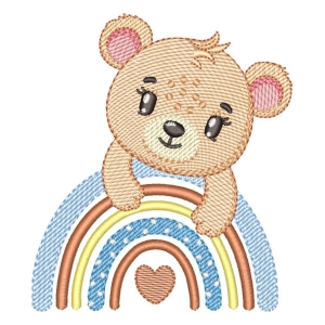 Bear on Rainbow (Quick Stitch) Embroidery Design