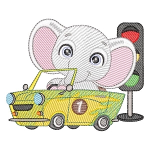Driver Elephant (Quick Stitch) Embroidery Design