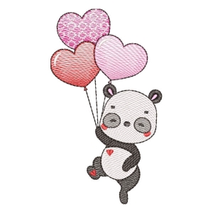 Panda with Balloons (Quick Stitch) Embroidery Design
