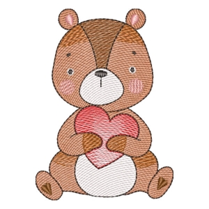 Bear and Heart (Quick Stitch) Embroidery Design
