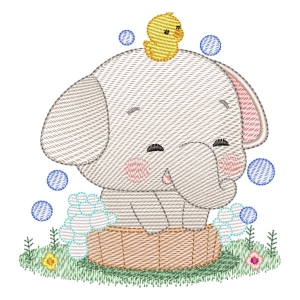 Elephant in the Bath (Quick Stitch) Embroidery Design