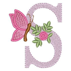 Floral Alphabet Letter S Embroidery Design