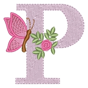 Floral Alphabet Letter P Embroidery Design