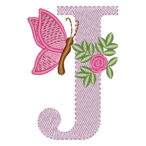 Floral Alphabet Letter J Embroidery Design