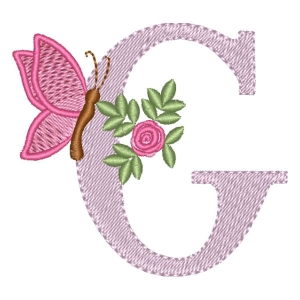 Floral Alphabet Letter G Embroidery Design