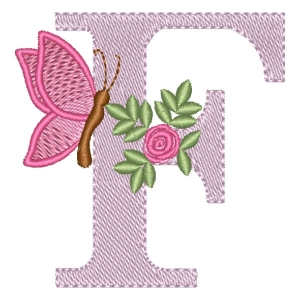 Floral Alphabet Letter F Embroidery Design