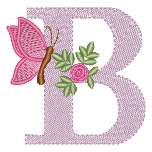 Floral Alphabet Letter B Embroidery Design