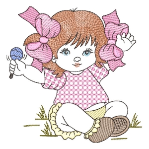 Girl with Rattle (Quick Stitch) Embroidery Design