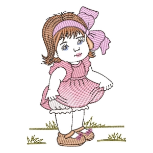 Girl with Dress (Quick Stitch) Embroidery Design