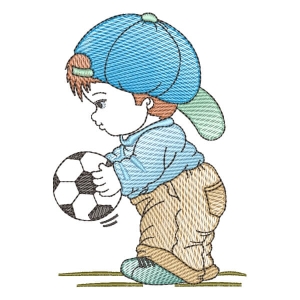 Boy with Ball (Quick Stitch) Embroidery Design