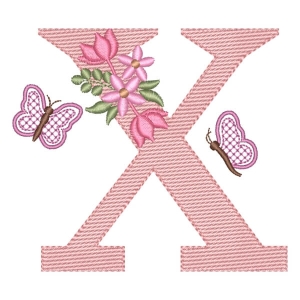 Floral Alphabet Letter X (Quick Stitch) Embroidery Design
