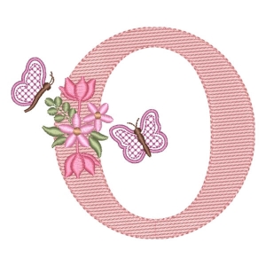 Matriz de bordado Alfabeto Floral O (Pontos Leves)