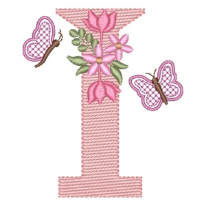 Floral Alphabet Letter i (Quick Stitch) Embroidery Design