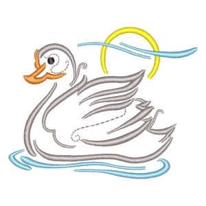 Duck in Contour Embroidery Design