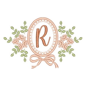 Letter R Flower in Frame (Applique) Embroidery Design