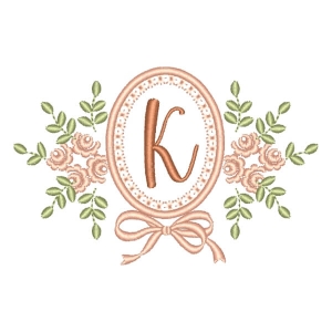 Letter K Flower in Frame (Applique) Embroidery Design