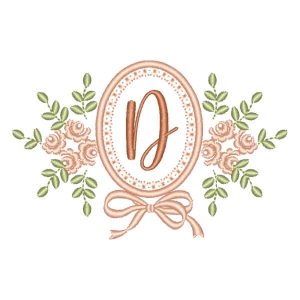 Letter D Flower in Frame (Applique) Embroidery Design
