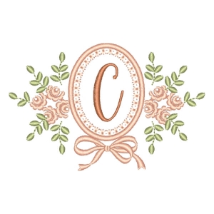 Letter C Flower in Frame (Applique) Embroidery Design