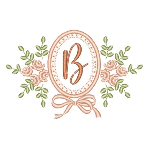 Letter B Flower in Frame (Applique) Embroidery Design