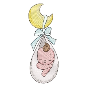 Baby on Moon (Quick Stitch) Embroidery Design