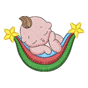 Baby on Rainbow (Quick Stitch) Embroidery Design