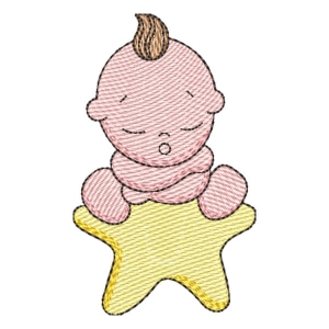 Baby on Star (Quick Stitch) Embroidery Design