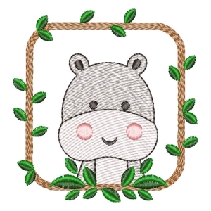 Hipoppotamus in Frame (Quick Stitch) Embroidery Design