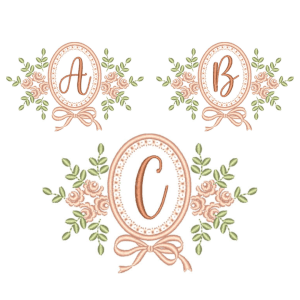 Flower Alphabet in Frame (Applique) Design Pack